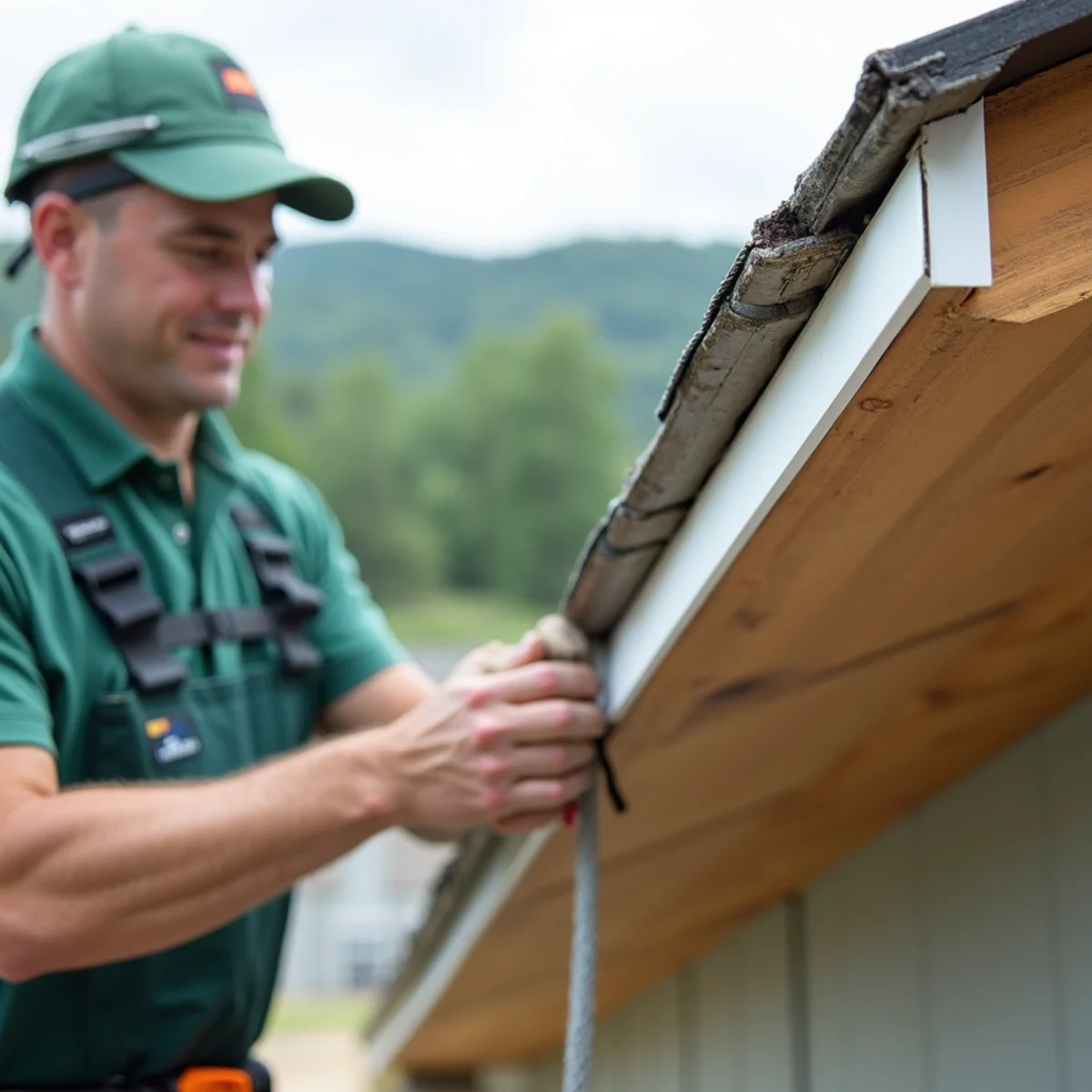 Clean white PVC-coated aluminum trim wrap capping fresh fascia board for moisture protection
