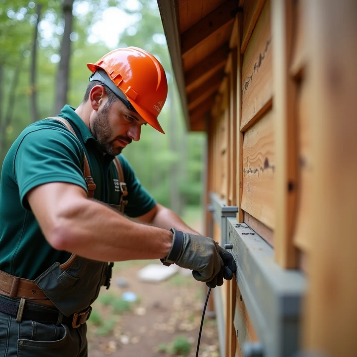Heavy-duty hidden hangers screwed into solid fascia on an Elk Park mountain home